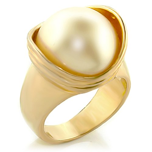 LARGE 15MM WHITE PEARL SOLITAIRE RING 18KRGP-6 sizes